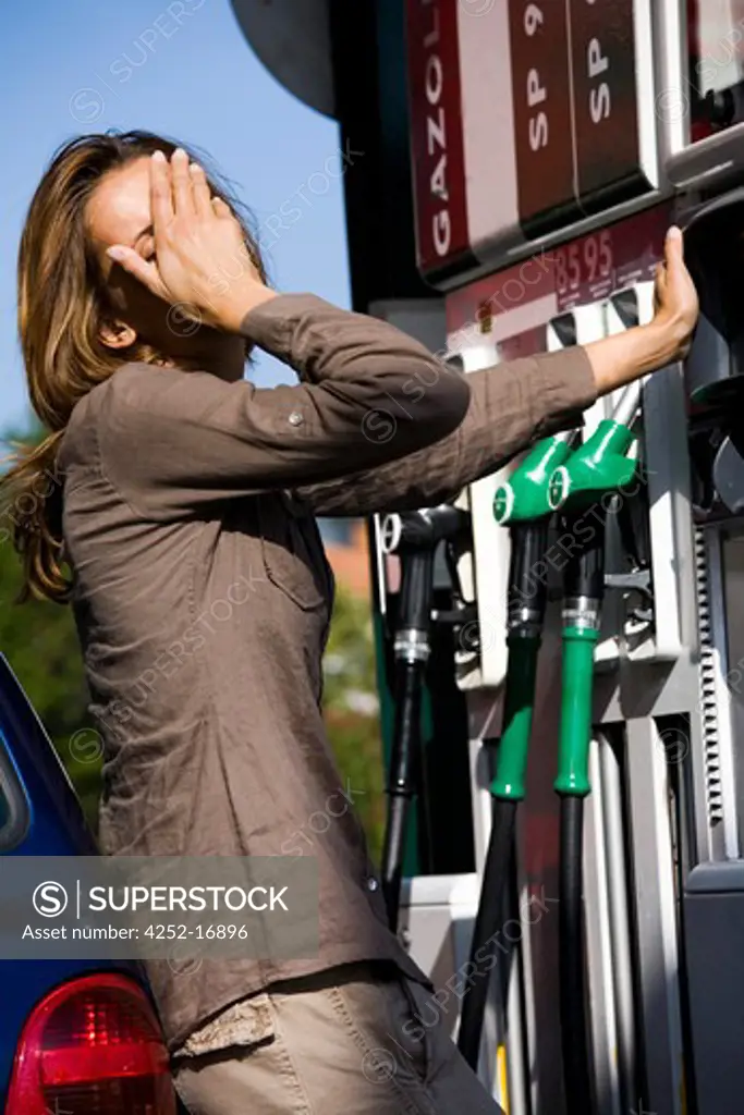 Woman gas station
