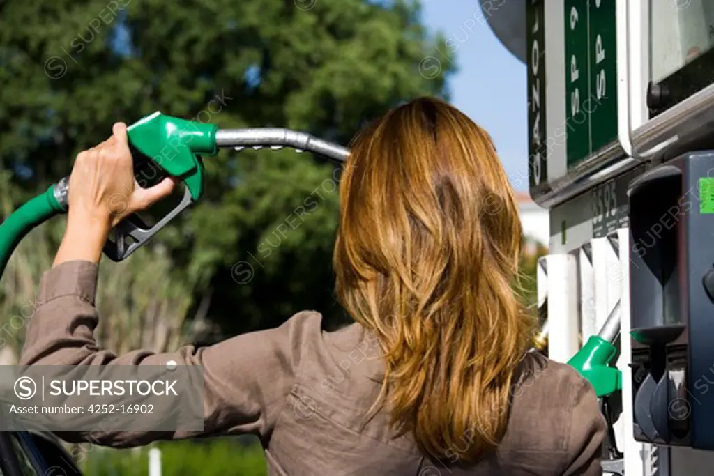 Woman gas pump