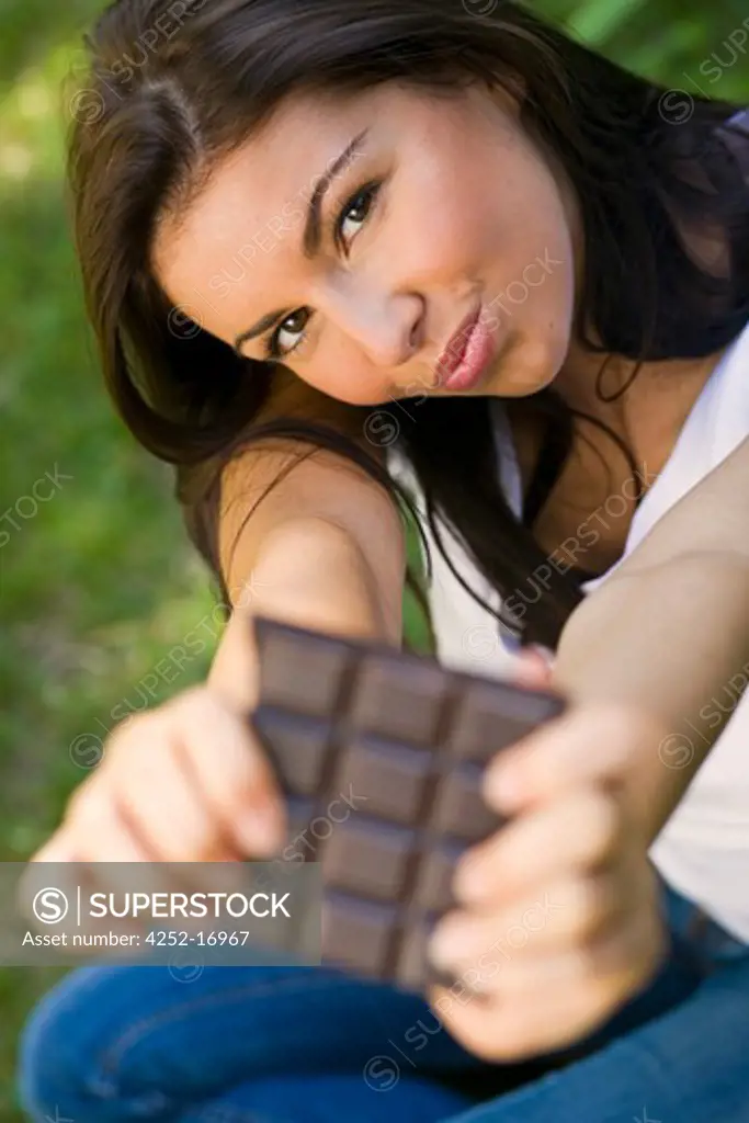 Woman dark chocolate