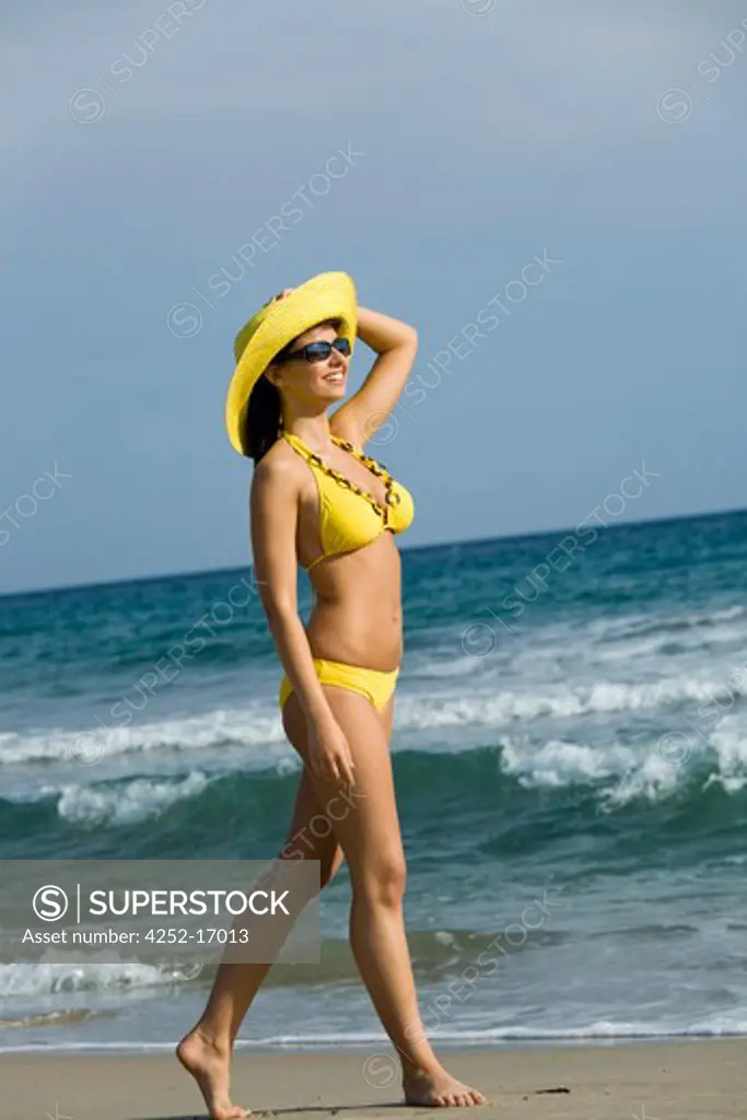 Woman beach walk