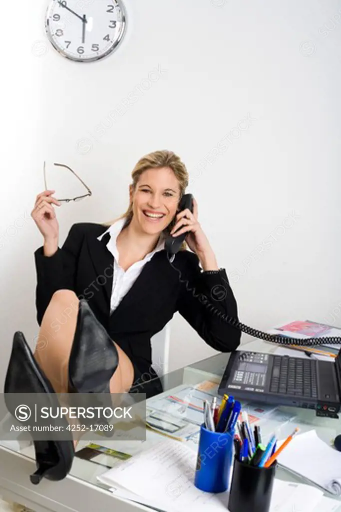 Woman phone office
