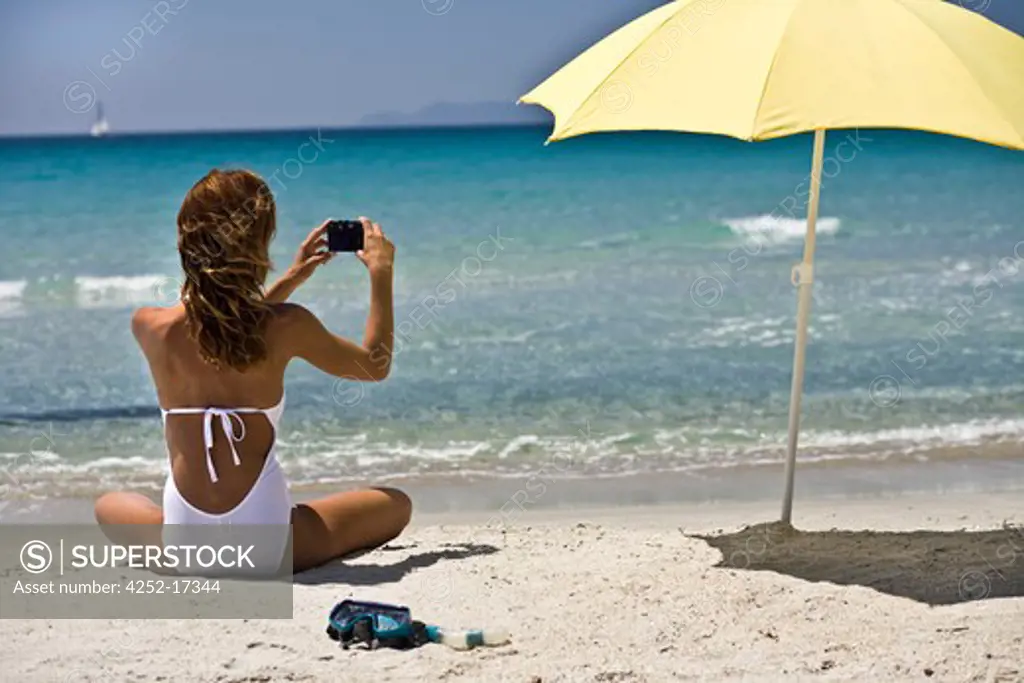 Woman beach sunshade