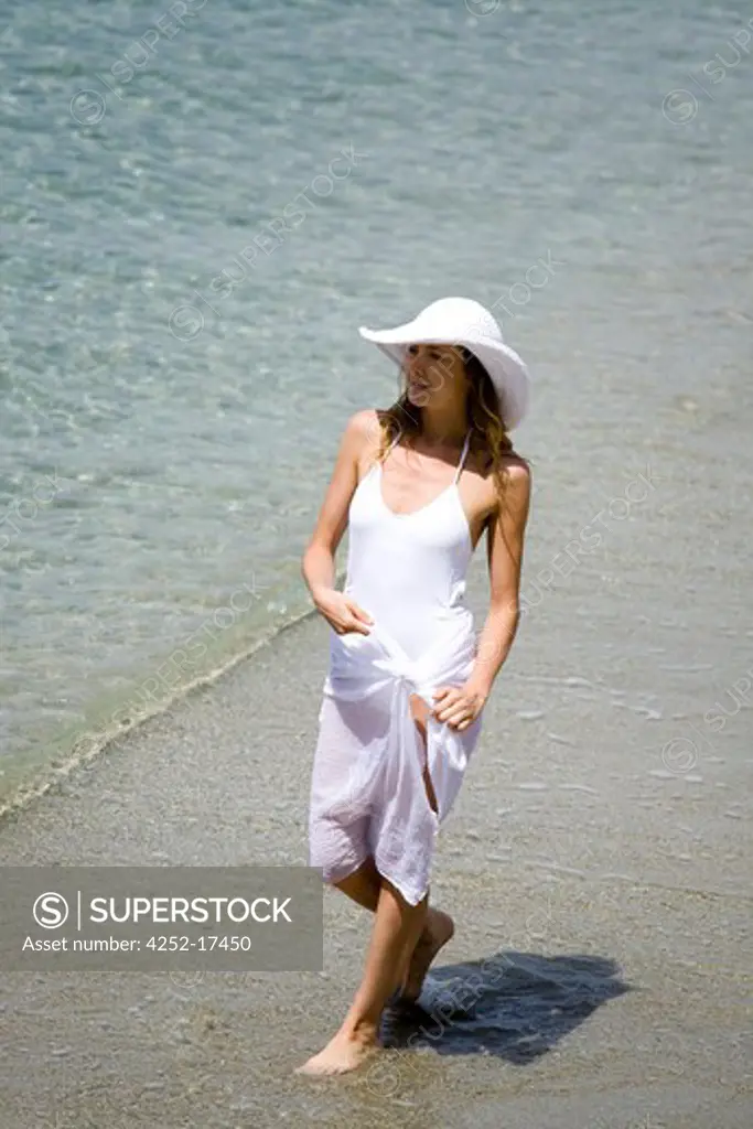 Woman beach walk