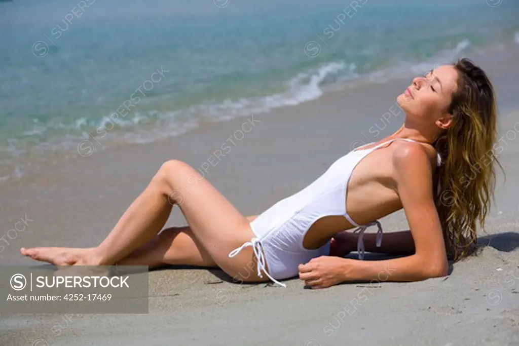 Woman suntanning