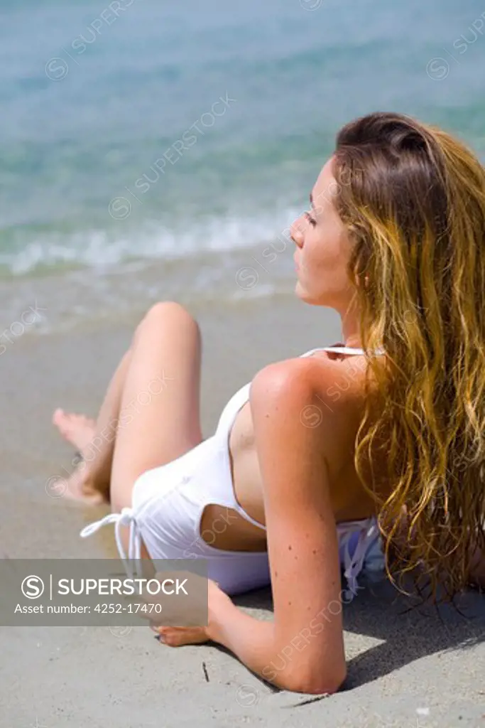 Woman suntanning