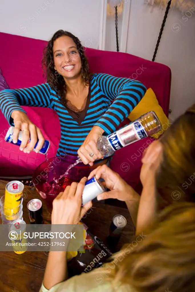 Woman energizing drink alcohol