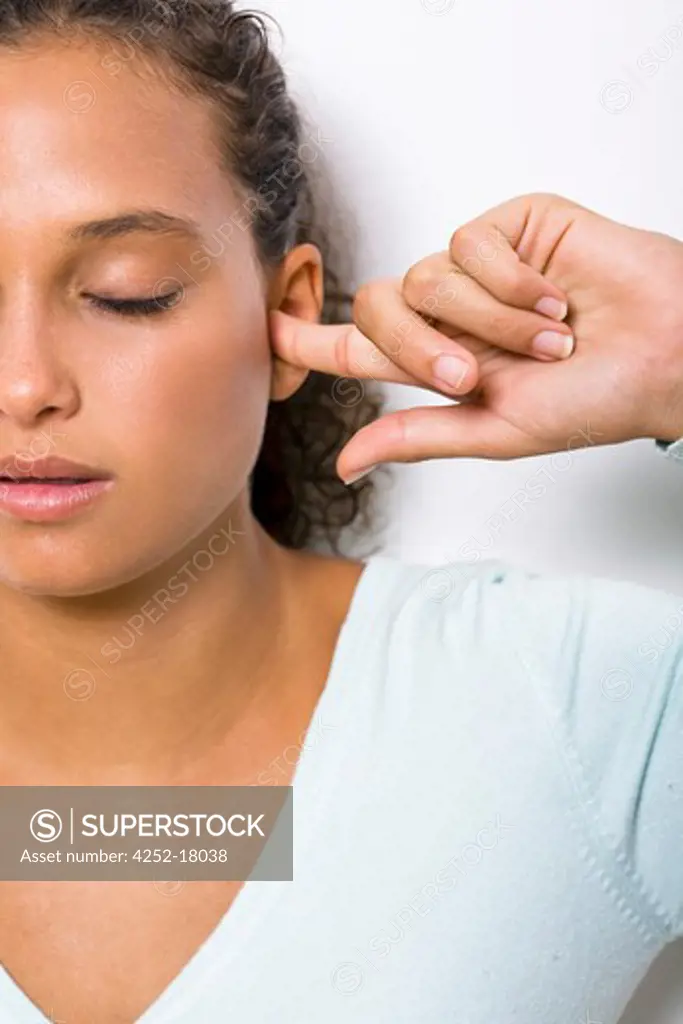 Woman ear pain