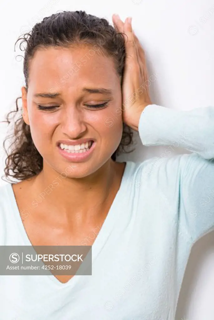 Woman ear pain