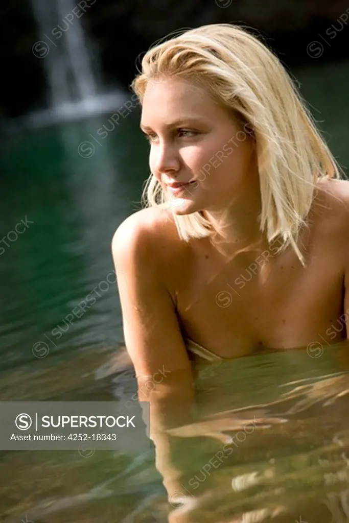 Woman waterfall