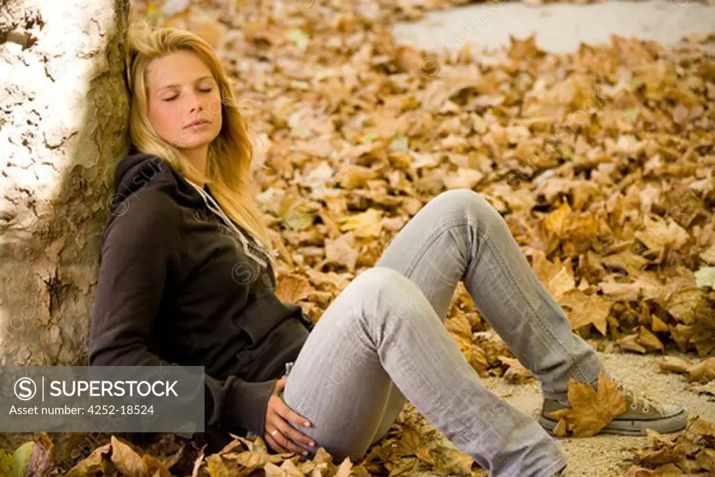 Teenage girl autumn.