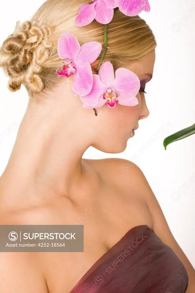 Woman hairstyle orchid.