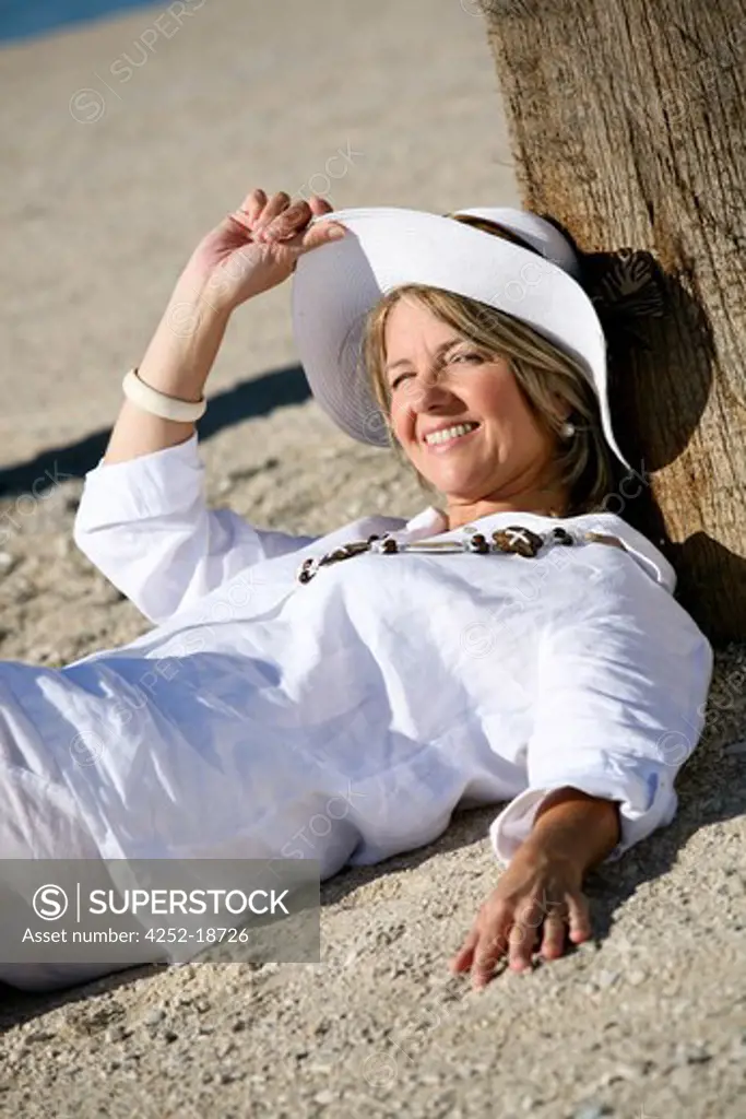 Woman beach relaxing
