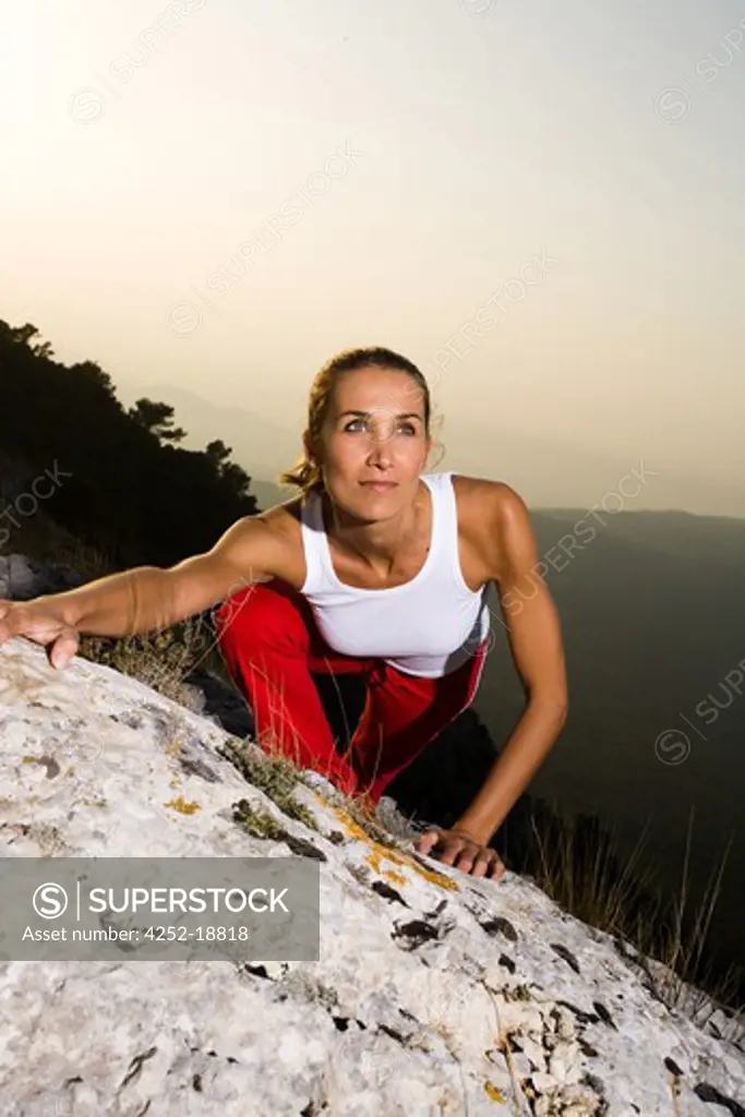 Woman climbing