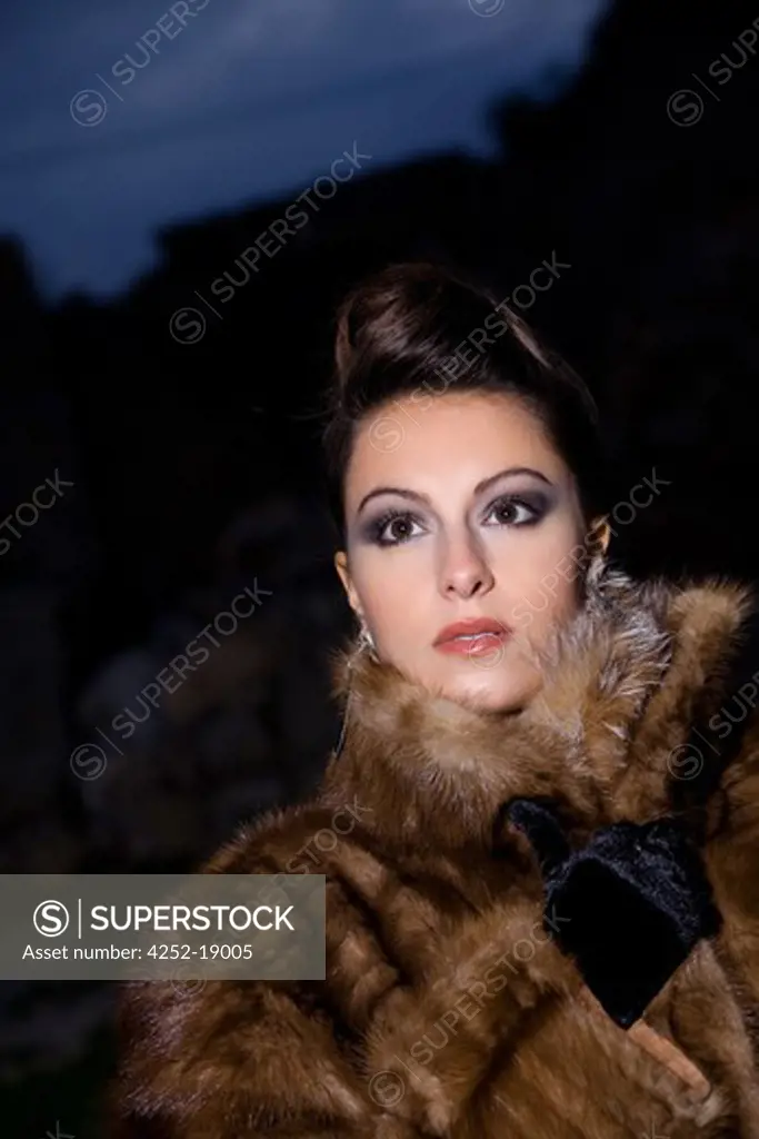 Woman fur coat