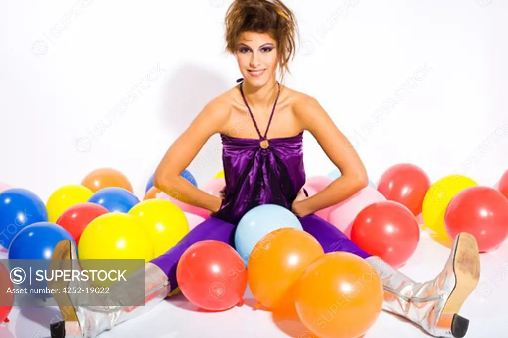 Woman party ballons