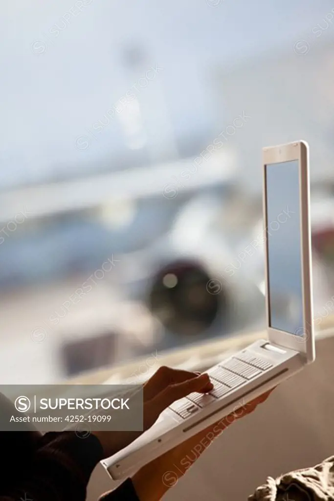 Woman computer airport
