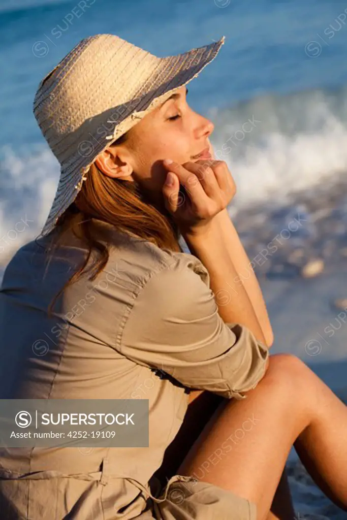 Woman beach hat