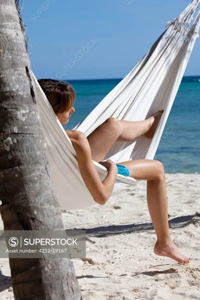 Woman hammock relaxing