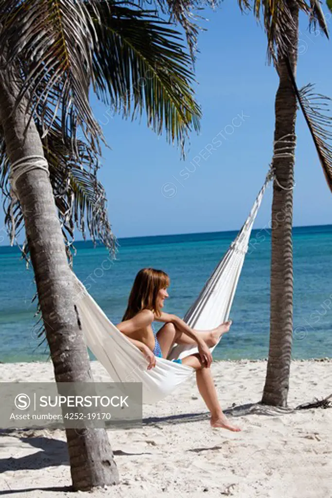 Woman hammock relaxing
