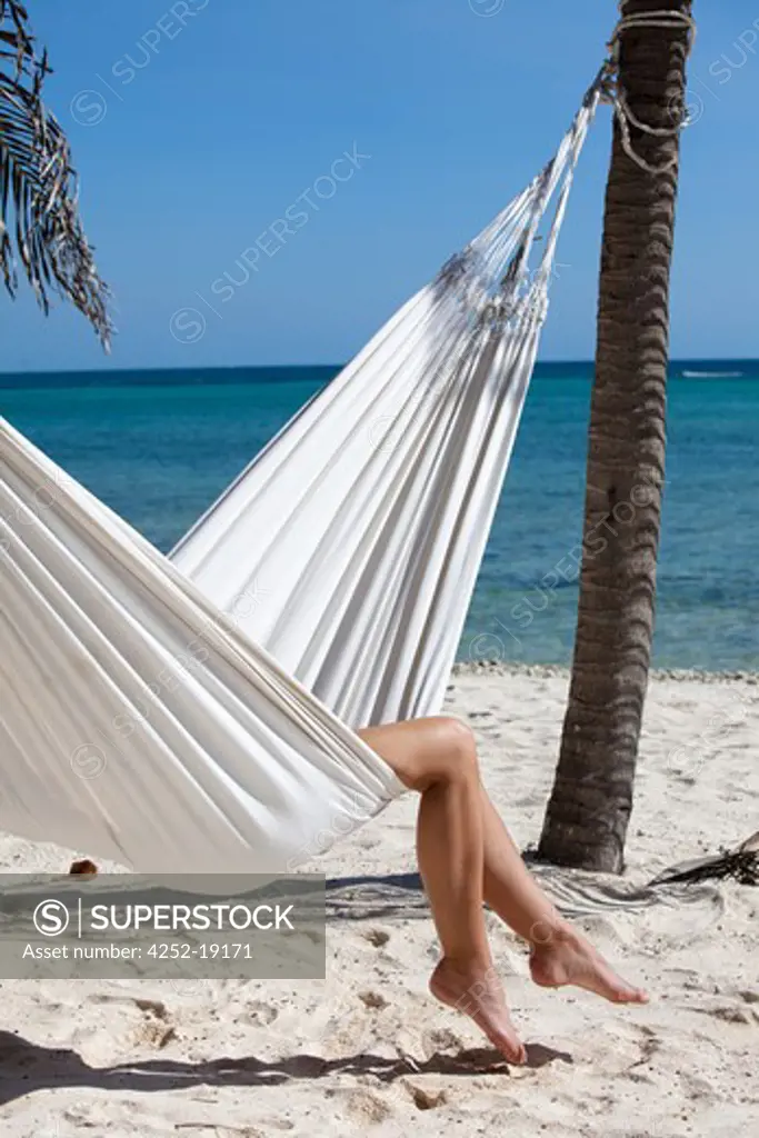 Woman legs beach