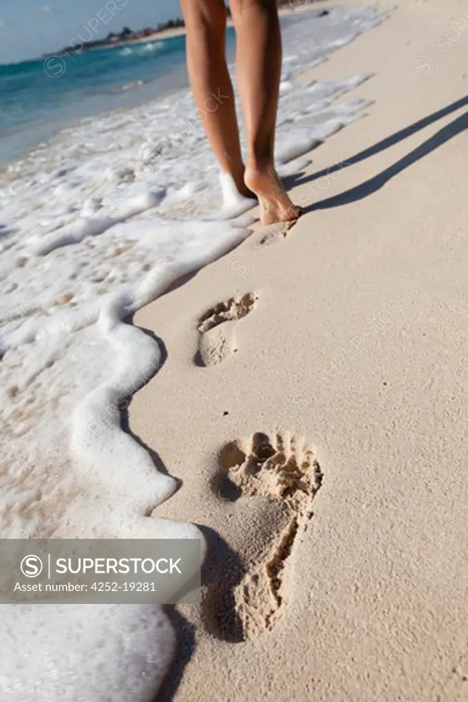 Woman sand prints
