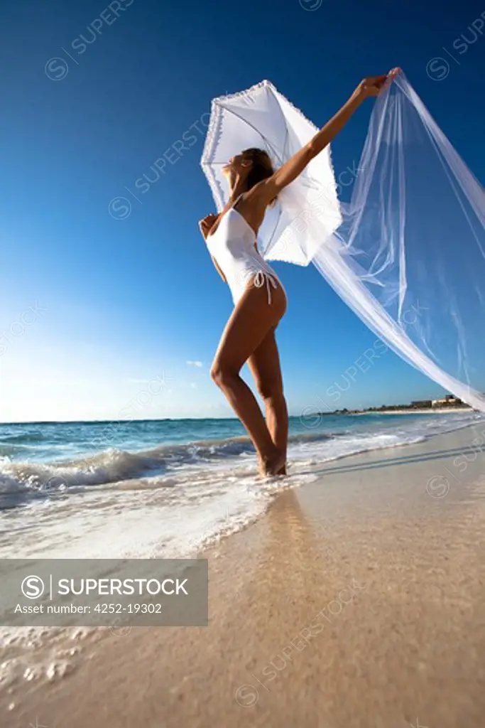 Woman beach well-being