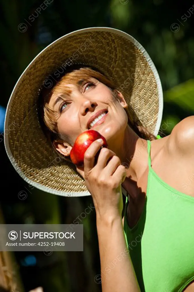 Woman apple