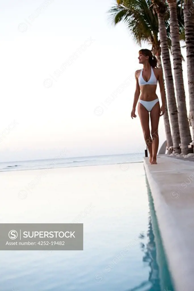 Woman holidays pool