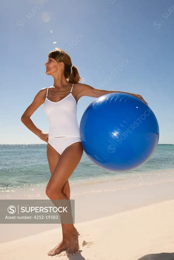 Woman beach ball