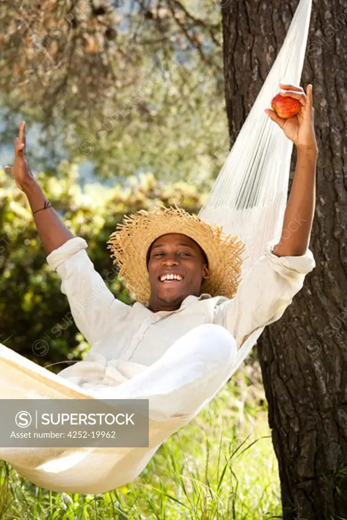 Man hammock relaxing