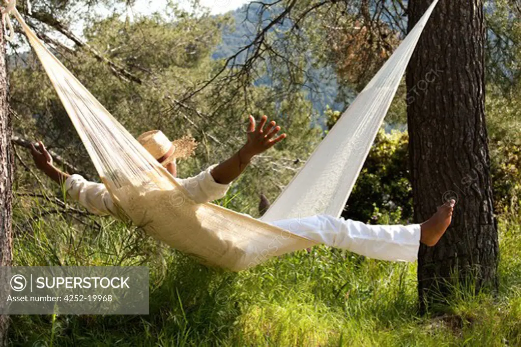 Man hammock relaxing