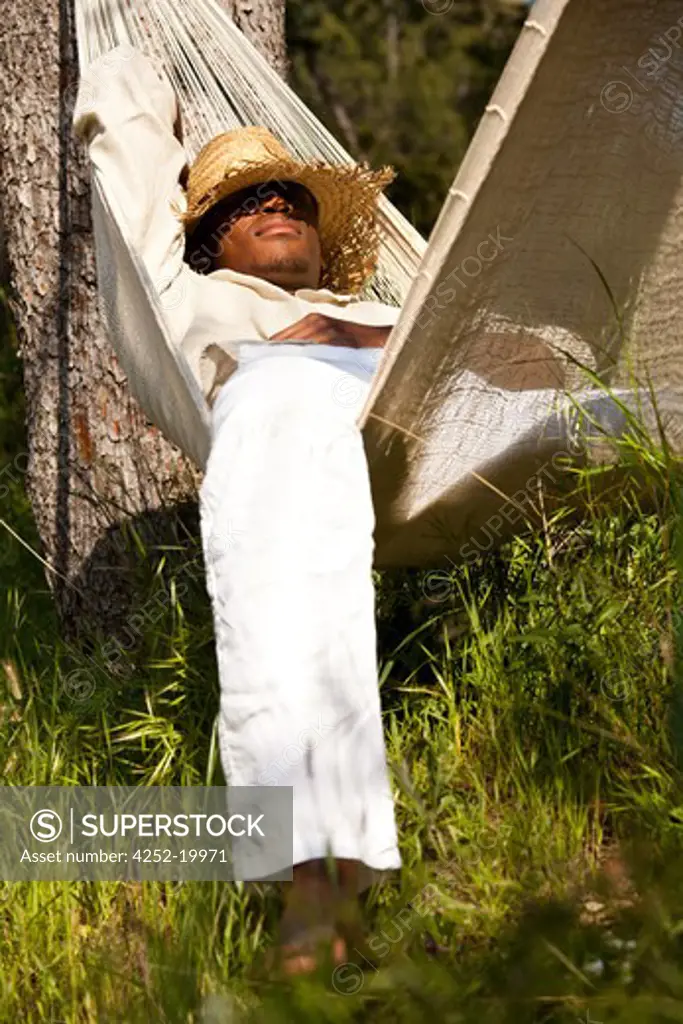 Man hammock nap