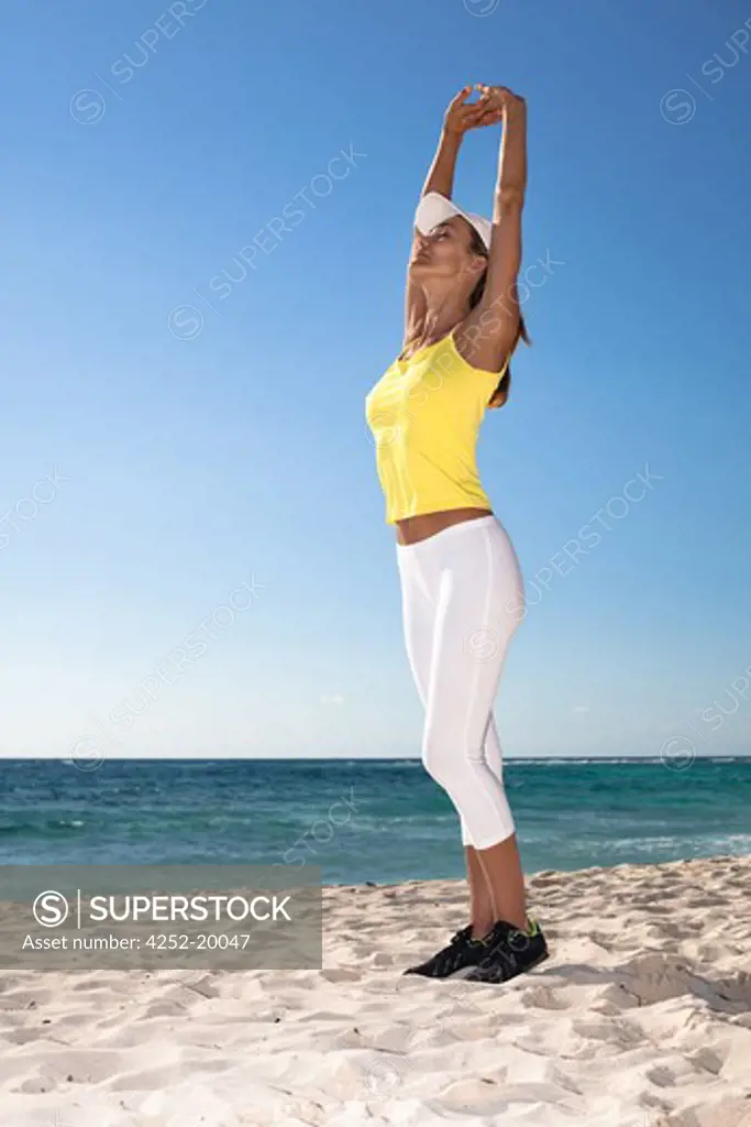 Woman beach gym summer