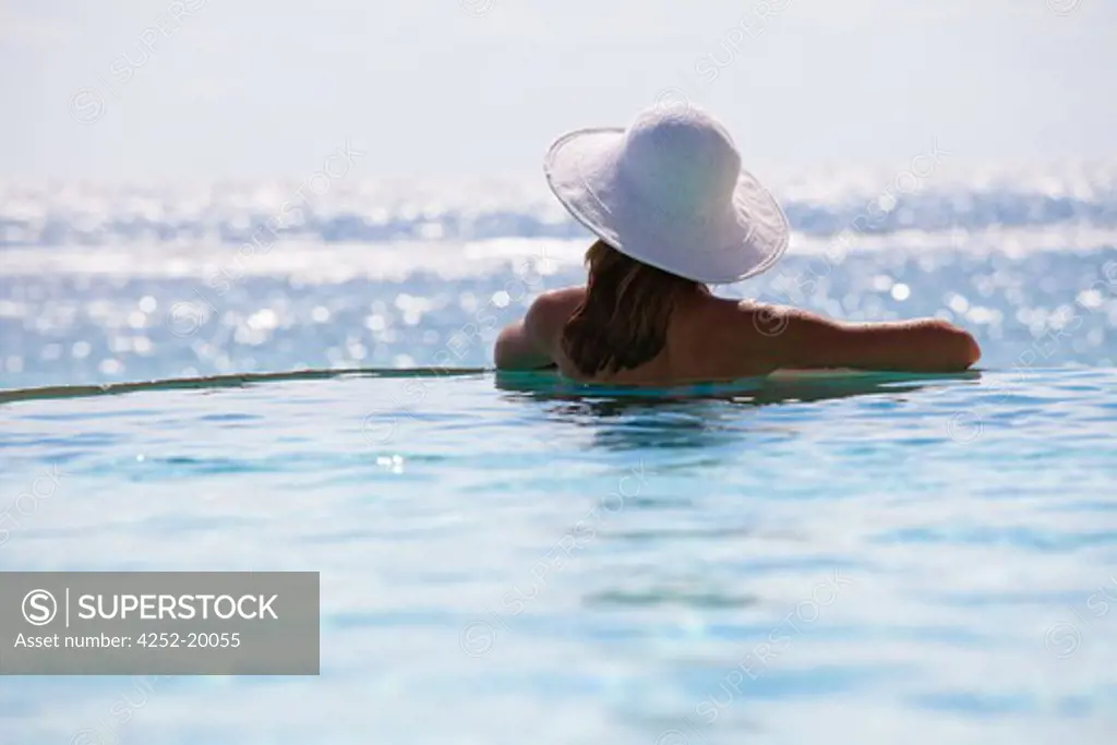 Woman summer pool