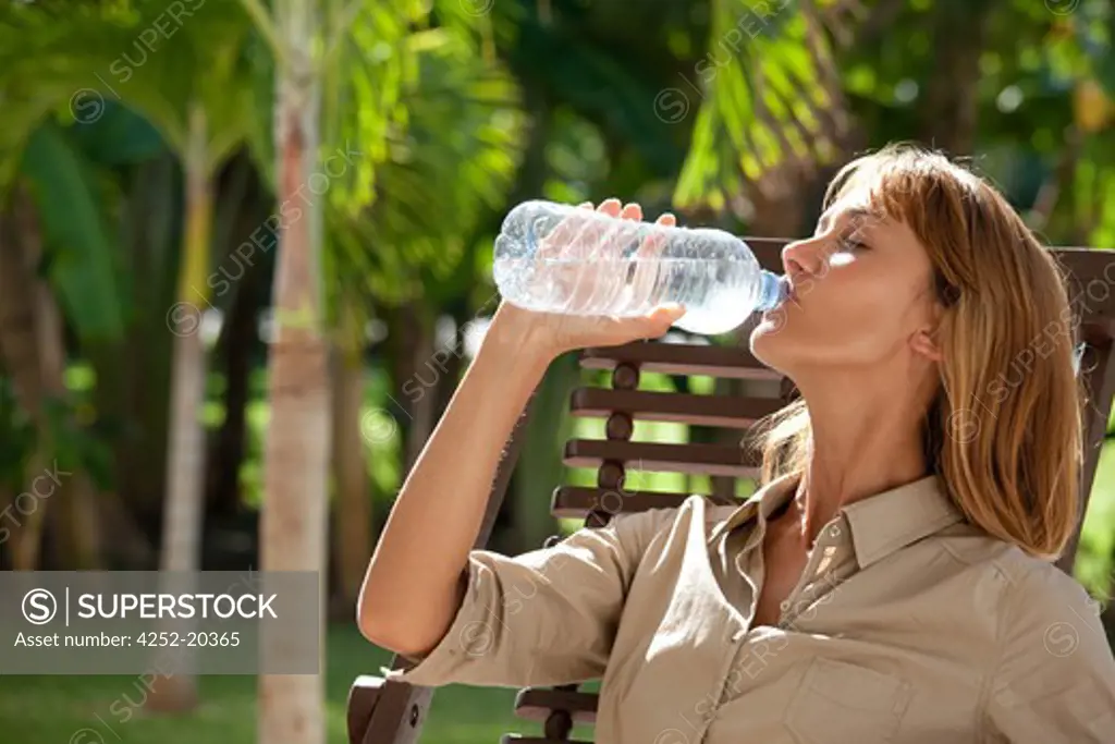 Woman bottle of water