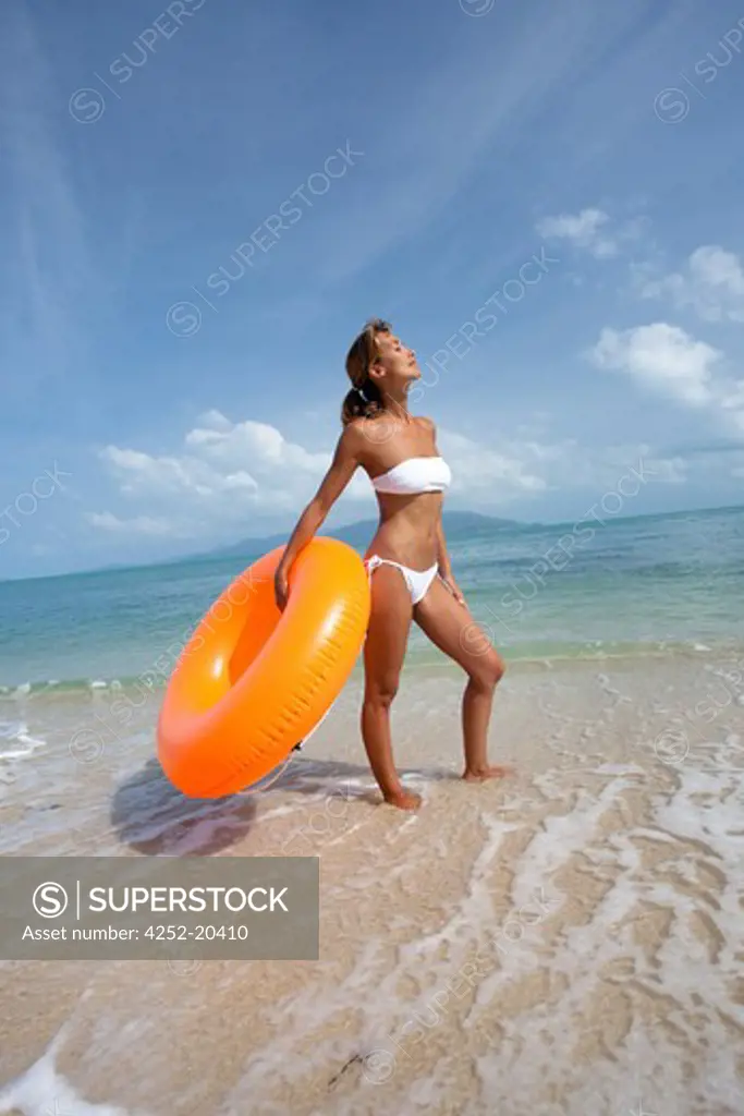 Woman beach buoy