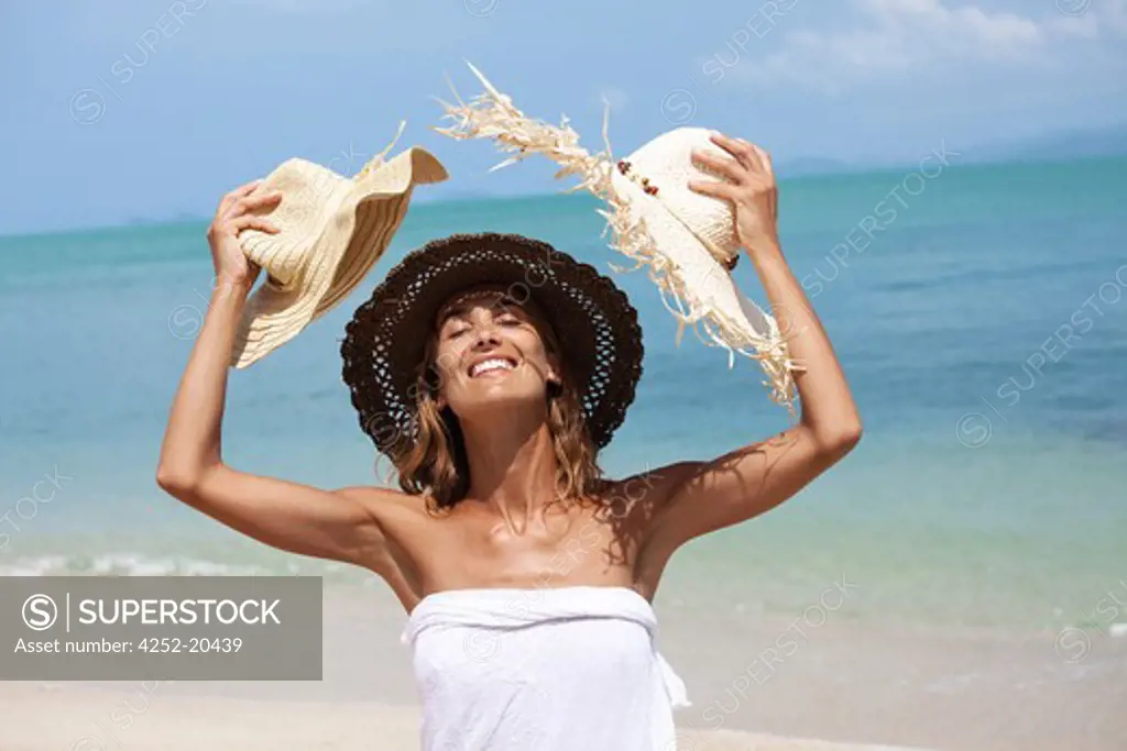 Woman beach hats