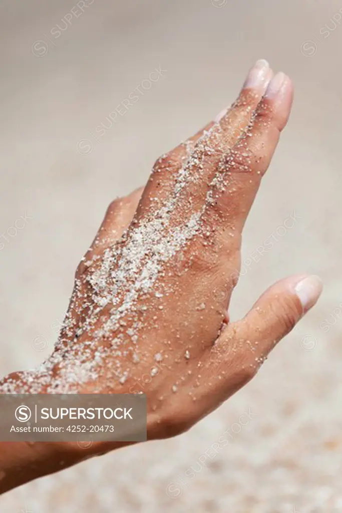 Woman sand hand