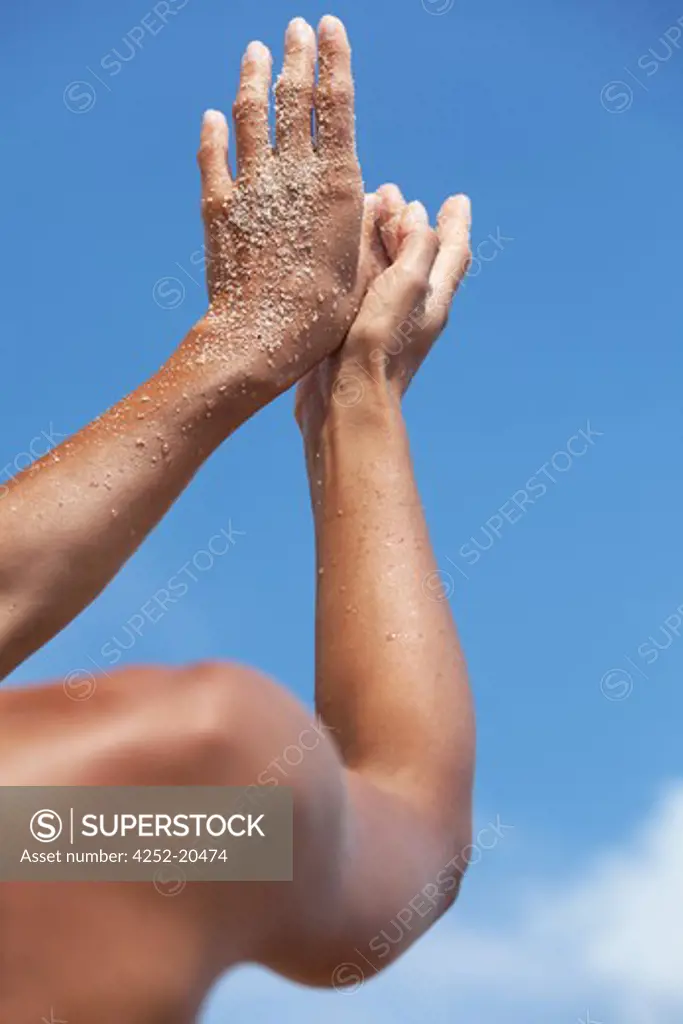 Woman sand hands