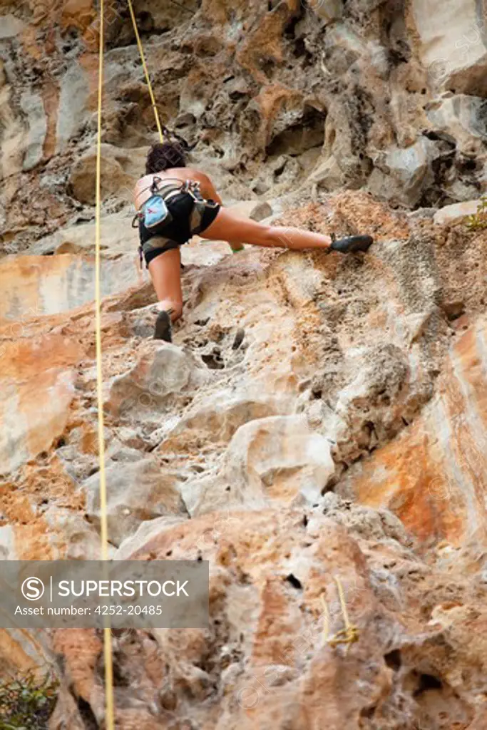 Woman rock-climbing