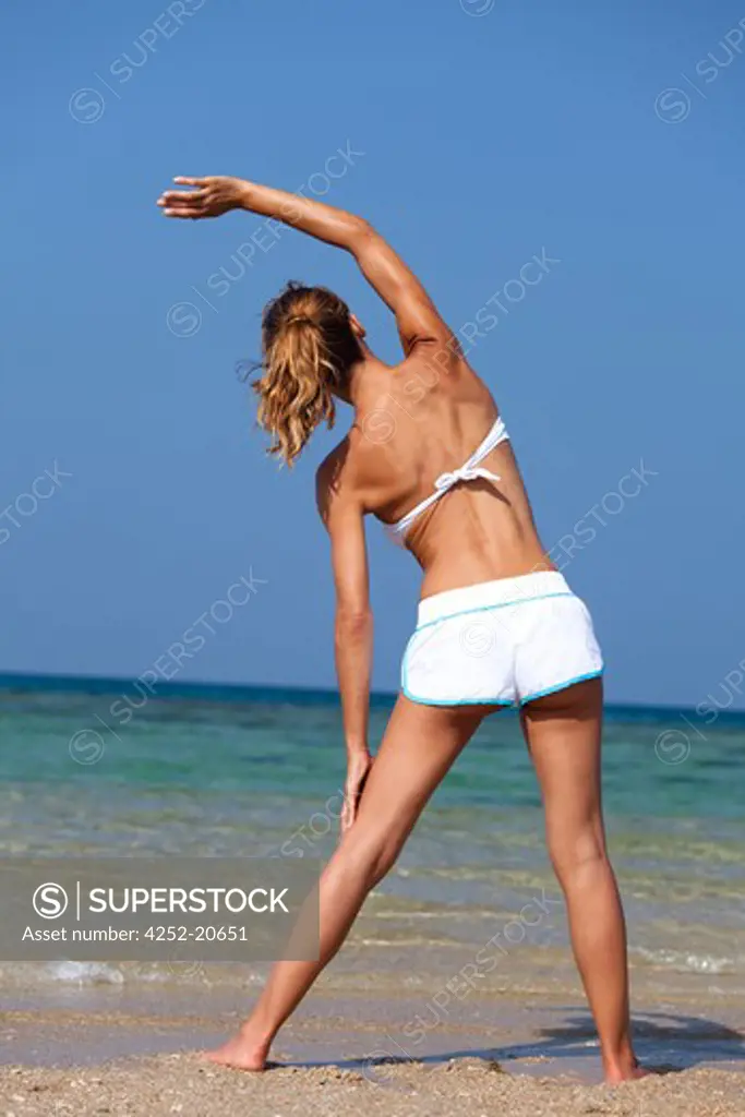Woman beach gym