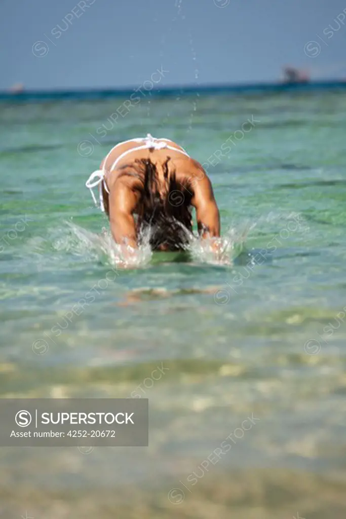 Woman sea swimming