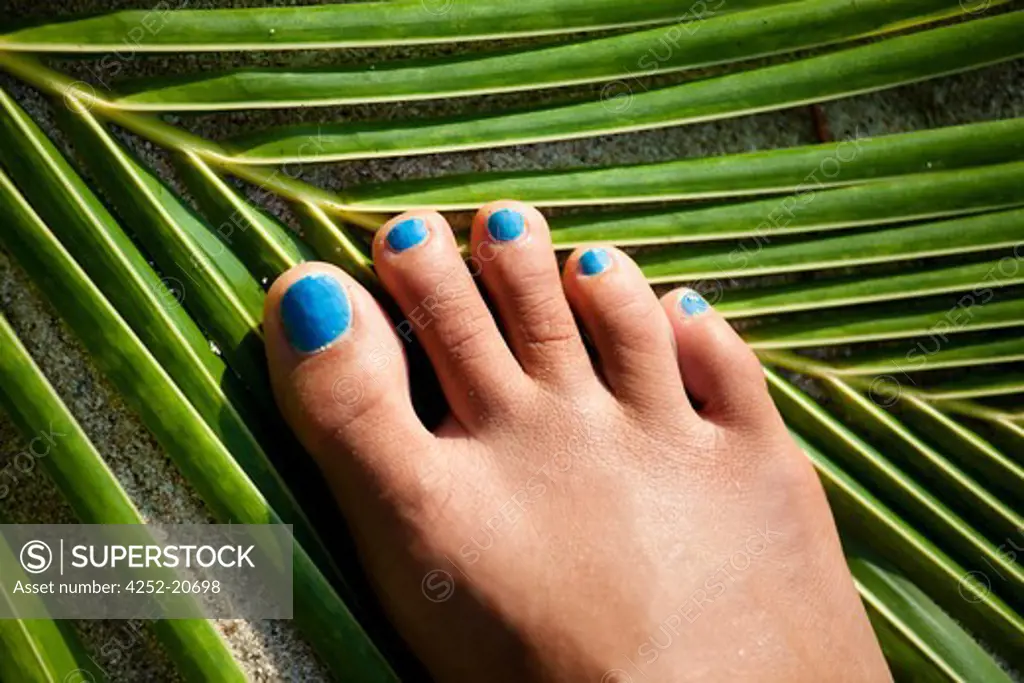 Woman blue nail polish