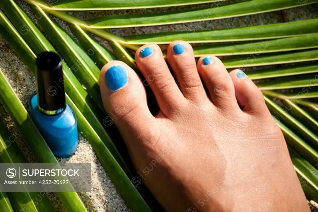 Woman blue nail polish