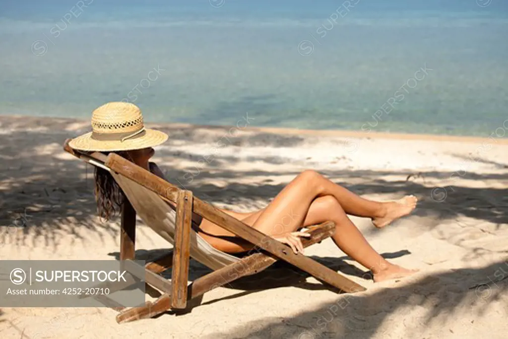 Woman beach relaxing