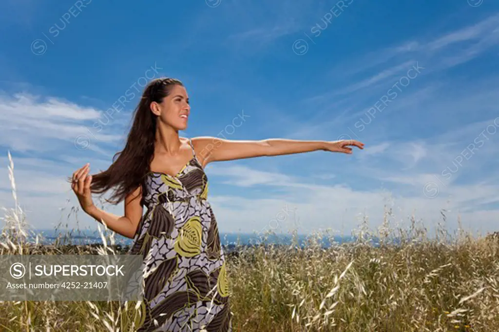 Woman summer countryside