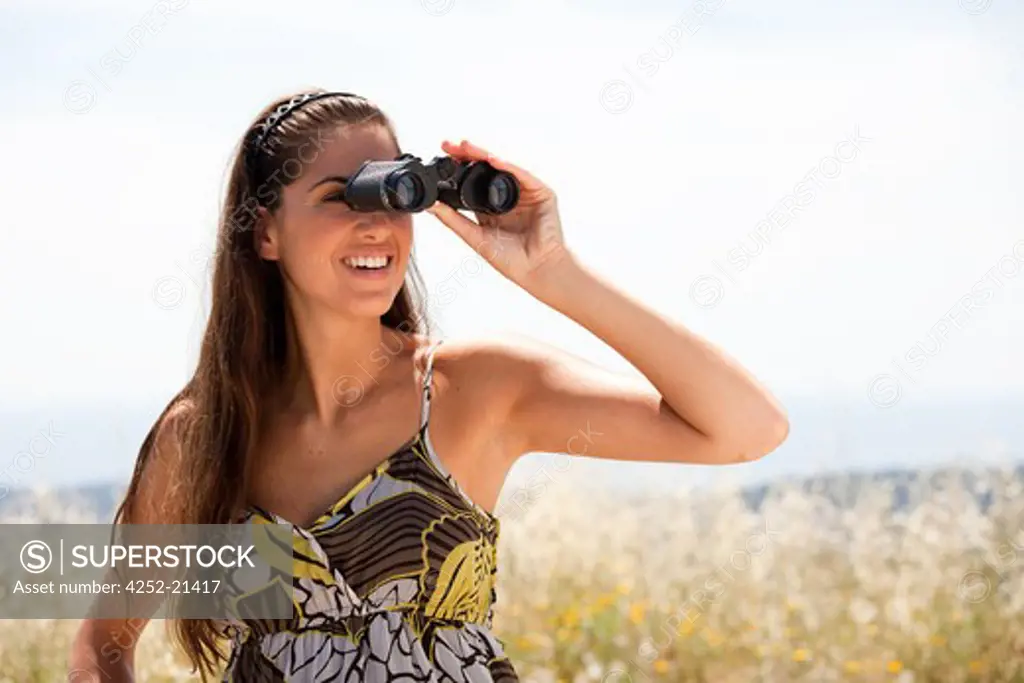Woman nature binoculars