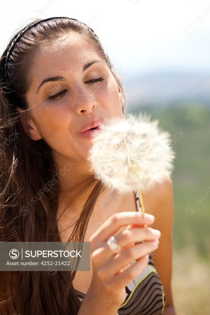 Woman dandelion flower