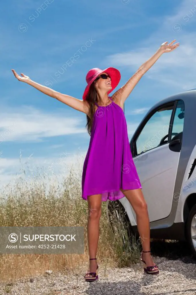 Woman car summer