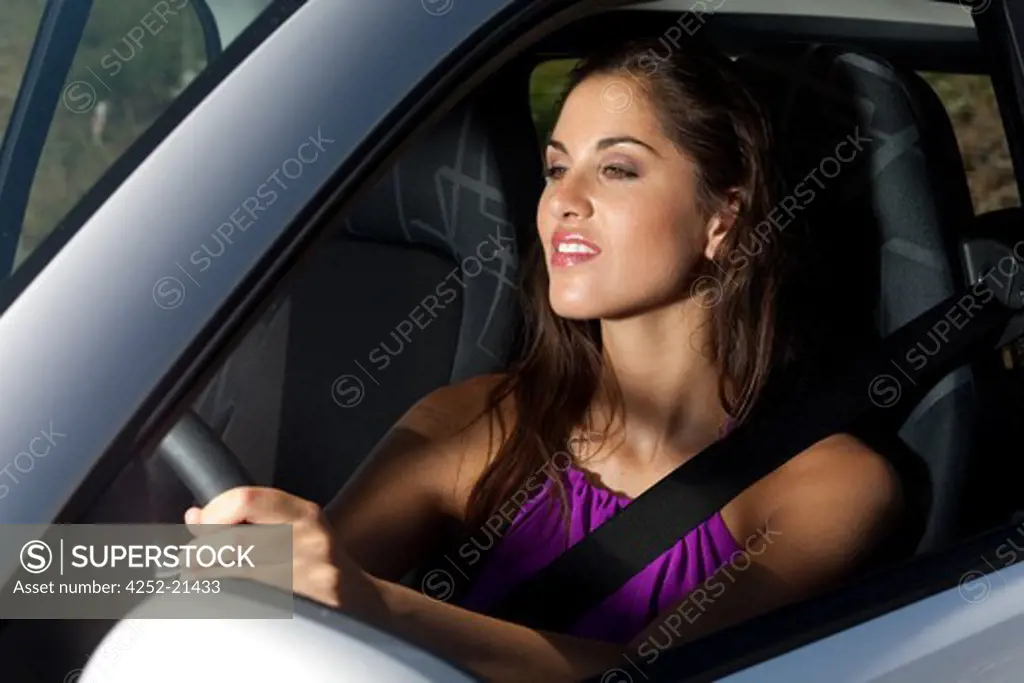 Woman car driving